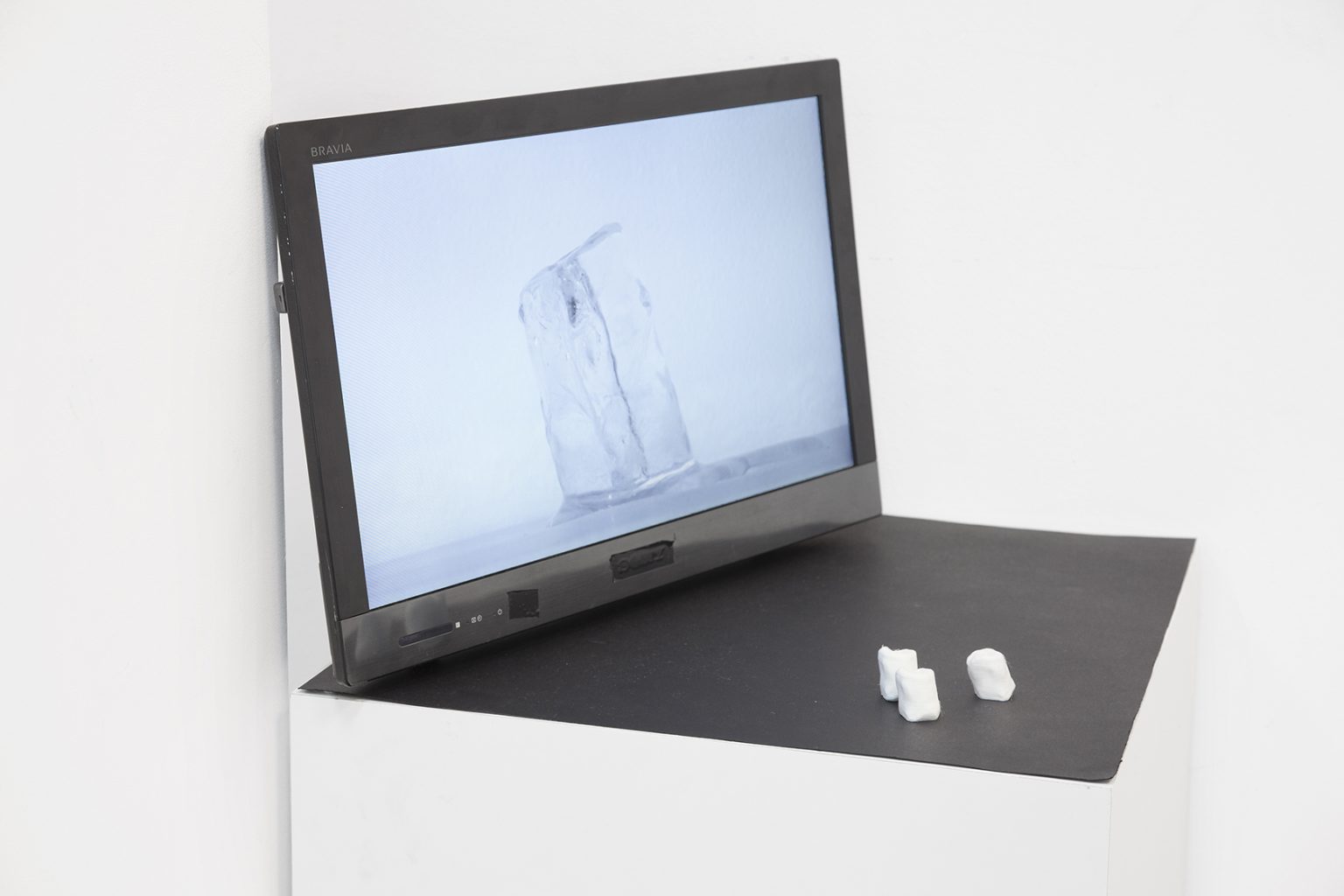 Dobrosława Król, „Wydrukuj sobie kostkę lodu”, instalacja video i wydruk 3D, 2019