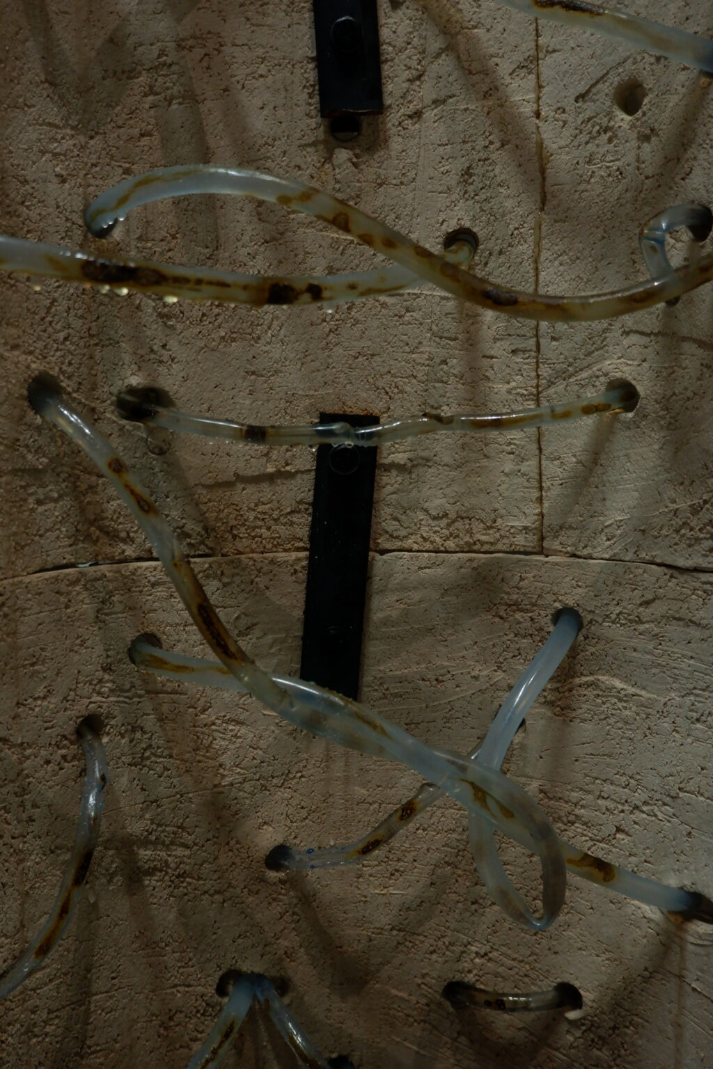 Instalacja przestrzenna składająca się z obiektu ceramicznego i projekcji wideo. Przez obiekt przeplecione są rurki z płynem sugerującym płyny ustrojowe. Detal