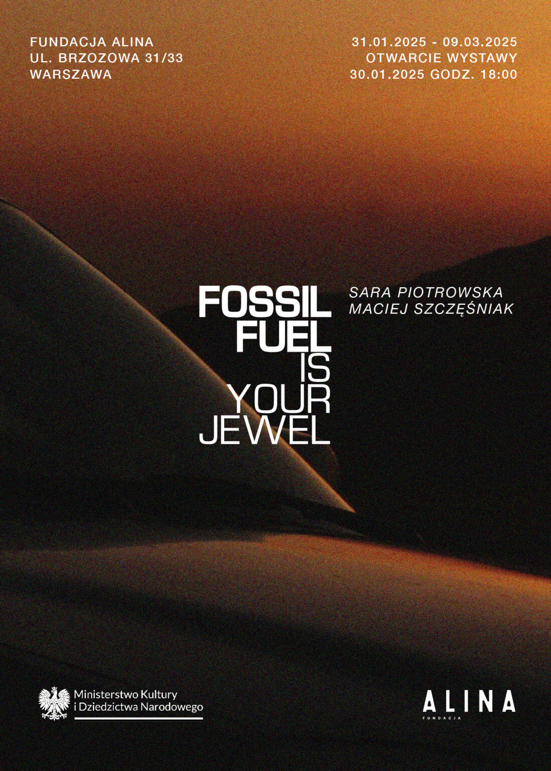Grafika promująca wystawę Fossil Fuel is Your Jewel