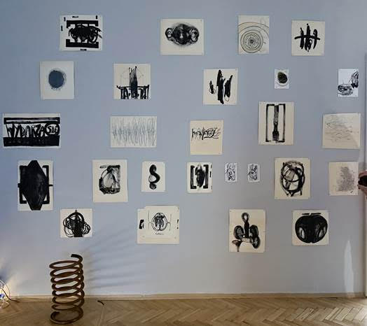 rysunki farbą olejną na papierze