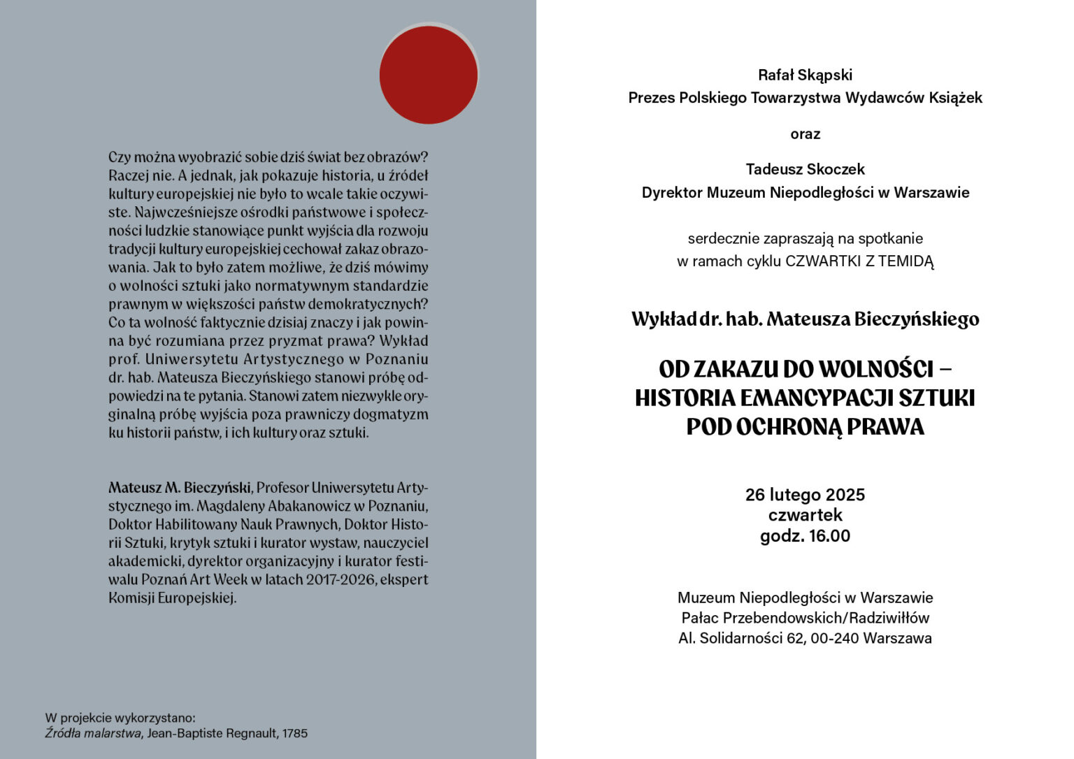 Grafika promująca wykład dr hab. Mateusza Bieczyńskiego