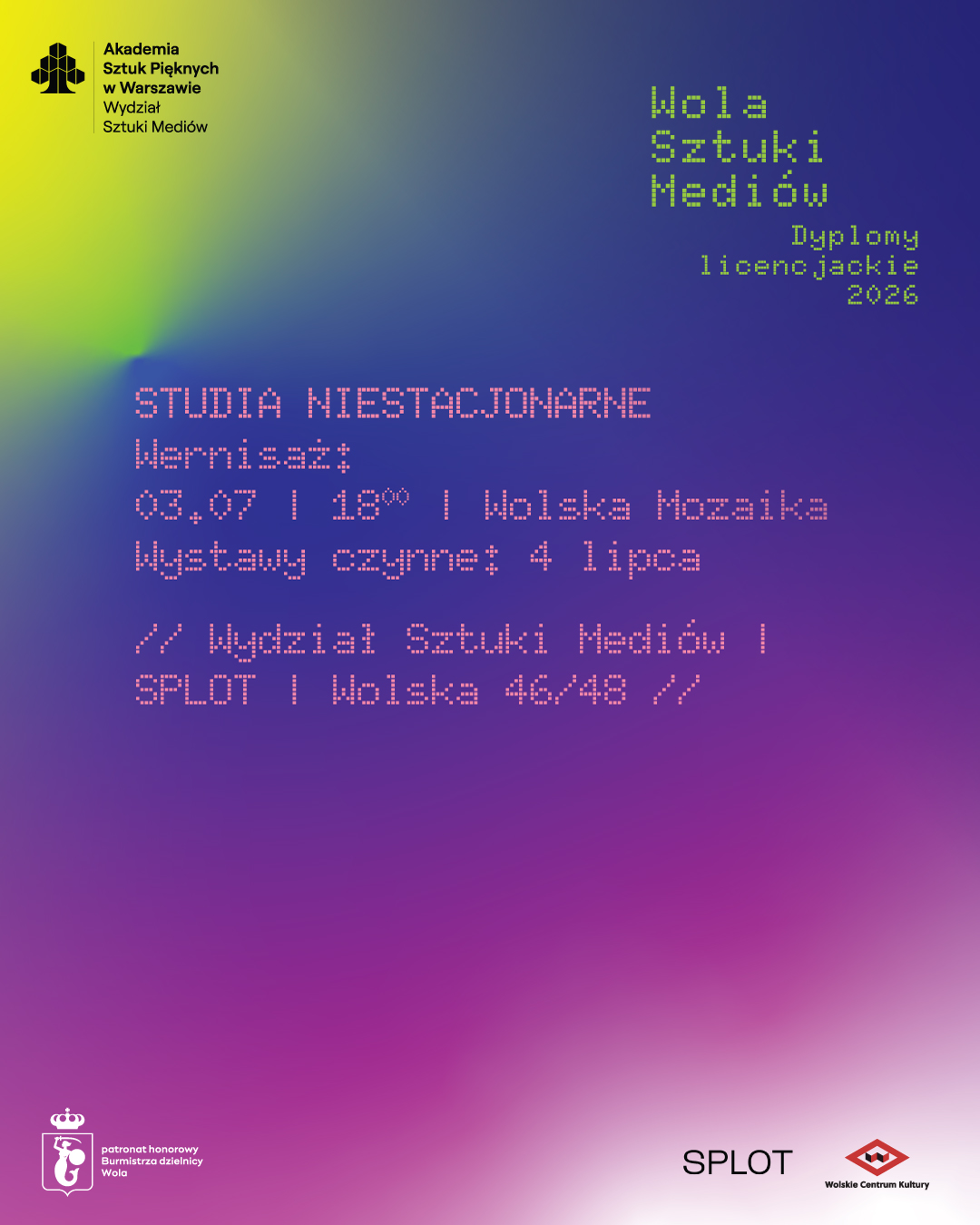 grafika promująca wydarzenie Wola Sztuki Mediów 2026
