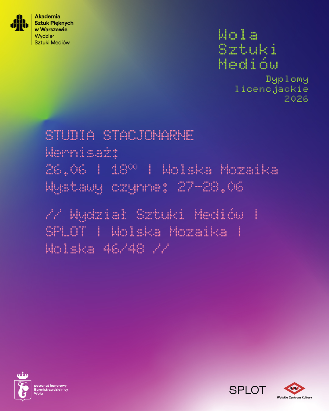 grafika promująca wydarzenie Wola Sztuki Mediów 2026